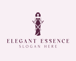 Woman Sword Warrior logo design