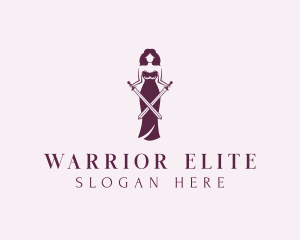 Woman Sword Warrior logo design