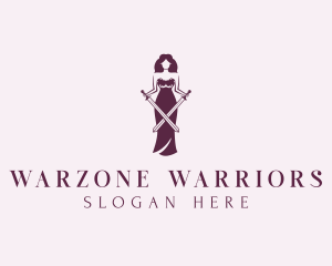 Woman Sword Warrior logo design