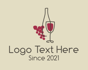 Wine Bottle - Minimalist Grape Wine logo design