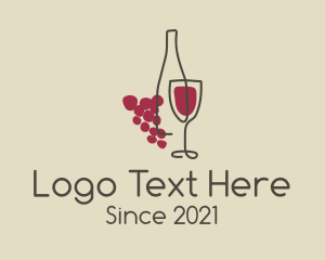 Champagne - Minimalist Grape Wine logo design