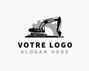 Gear Excavator Construction logo design