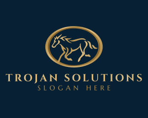 Trojan - Stallion Mustang Horse logo design