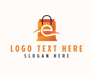 Paper Bag - Retail Shopping Bag Letter  E logo design