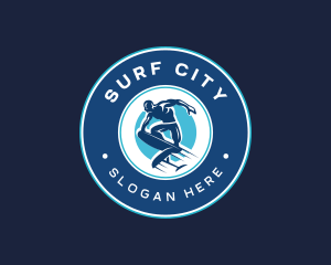 Surfer Foil Surfing logo design