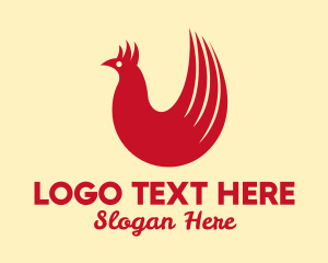 Fried Chicken - Red Hen Tail Feathers logo design