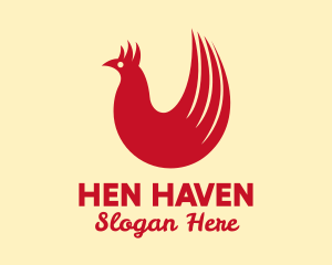 Hen - Red Hen Tail Feathers logo design