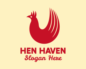 Red Hen Tail Feathers logo design