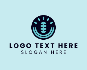 Broadcasting - Round Music Podcast Mic logo design