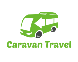Caravan - Green Van Bus logo design