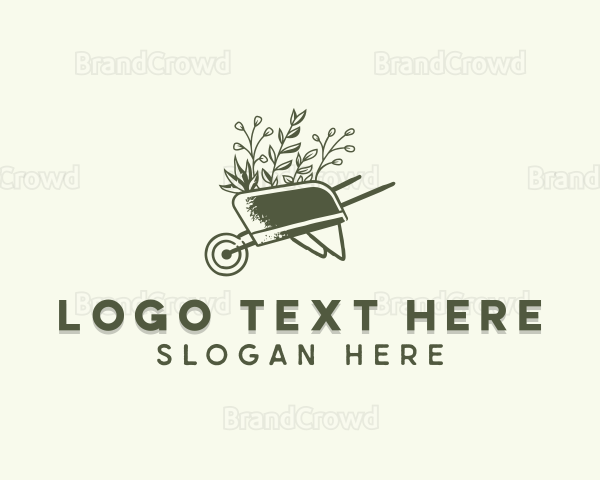 Garden Wheelbarrow Leaves Logo