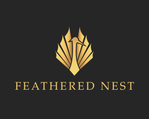 Feathers - Golden Crane Wings logo design