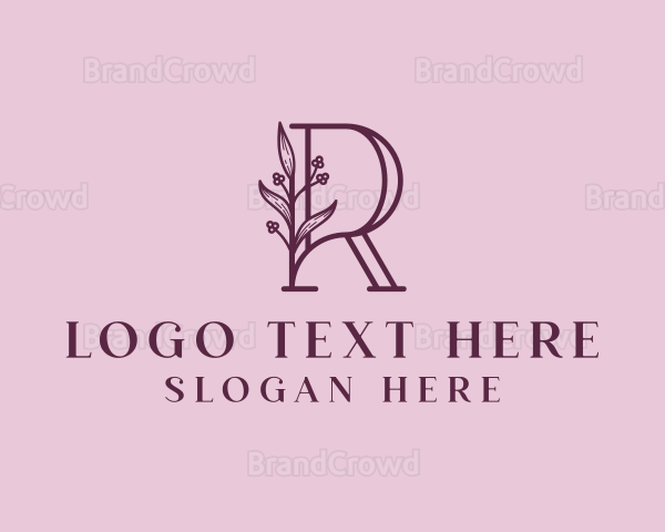 Floral Wellness Letter R Logo