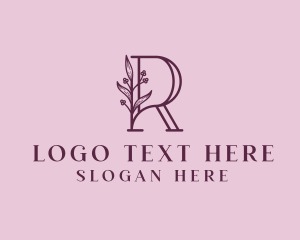 Leaf - Floral Wellness Letter R logo design