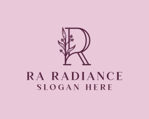 Floral Wellness Letter R logo design