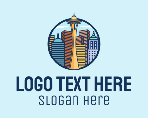 Travel Guide - Seattle Space Needle logo design