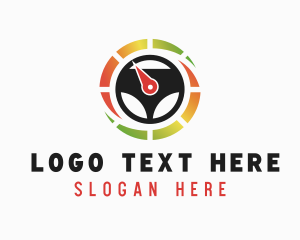 Driving Lesson - Steering Wheel Speedometer logo design