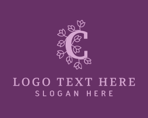 Purple - Floral Beauty Letter C logo design