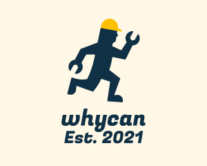 Running - Wrench Construction Man logo design