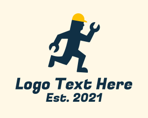 Hard Hat - Wrench Construction Man logo design