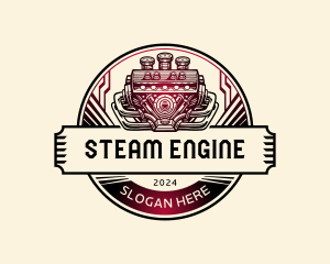 Steampunk Mechanic Engine logo design