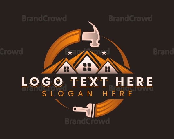 Hammer Paintbrush Construction Logo