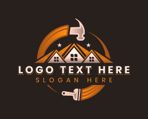 Tool - Hammer Paintbrush Construction logo design