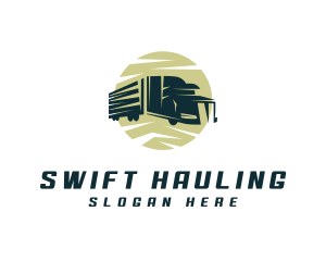 Hauling - Construction Cargo Truck logo design