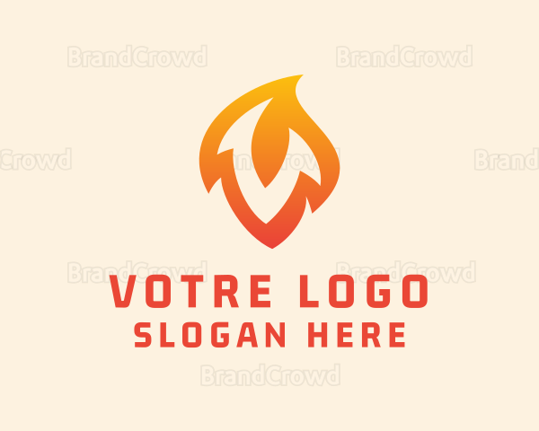 Fire Torch Letter V Logo