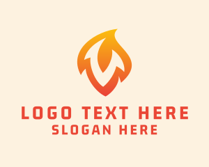 Hot - Fire Torch Letter V logo design