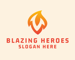 Firefighter - Fire Torch Letter V logo design