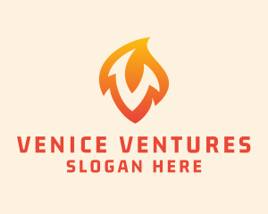 Fire Torch Letter V logo design