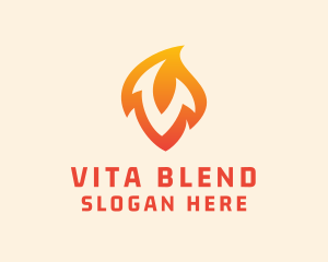 Fire Torch Letter V logo design