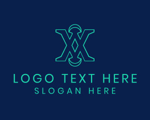 Online Gaming - Digital Software Letter X logo design