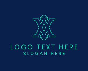 Digital Software Letter X logo design