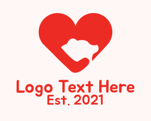 Bear - Red Bear Heart logo design