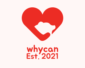 Romantic - Red Bear Heart logo design