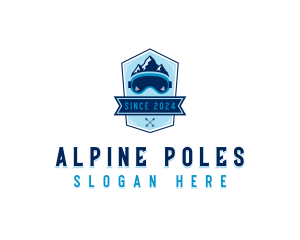 Ski Poles - Mountain Skiing Sports logo design