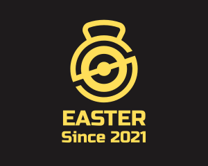 Crossfit - Yellow Kettlebell Weights logo design