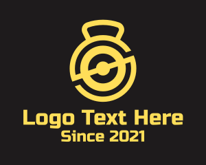 Weightlifter - Yellow Kettlebell Weights logo design