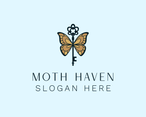 Moth - Beautiful Butterfly Key logo design