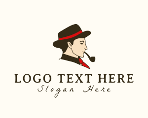 Cigarette - Gentleman Smoking Pipe logo design