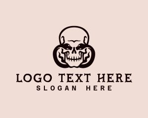 Skeleton - Serpent Skull Snake logo design