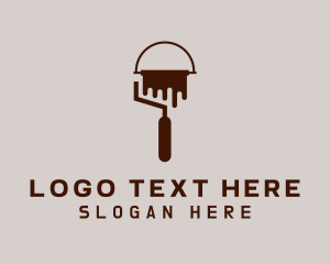 Brown - Paint Roller Bucket logo design