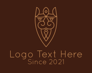 Gold - Minimalist Viking Mustache logo design