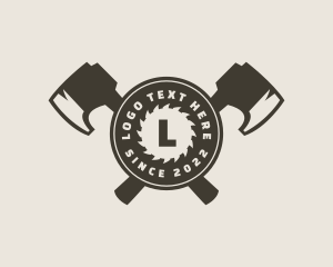 Lumber Mill - Axe Circular Saw logo design