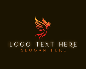 Flame - Bird Flaming Phoenix logo design