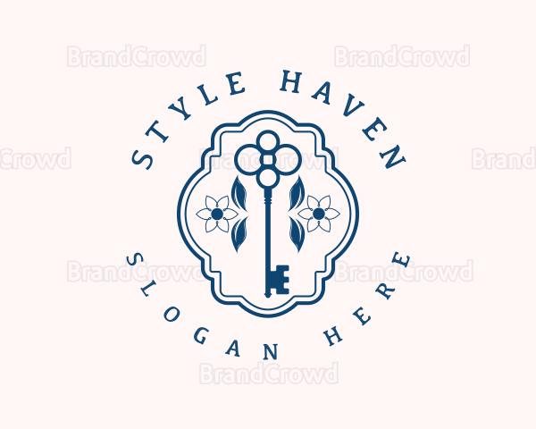 Floral Key Locksmith Logo