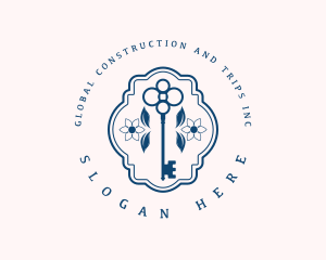 Floral Key Locksmith Logo