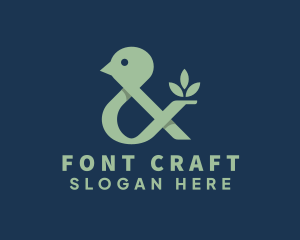 Typeface - Green Ampersand Bird logo design